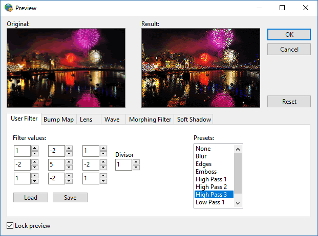 Image Effects dialog